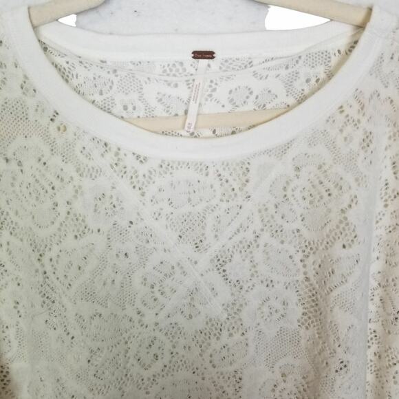 Free People Not Cold In This Floral Knit Lace Top XS Fairycore Cottagecore Boho - Picture 4 of 10